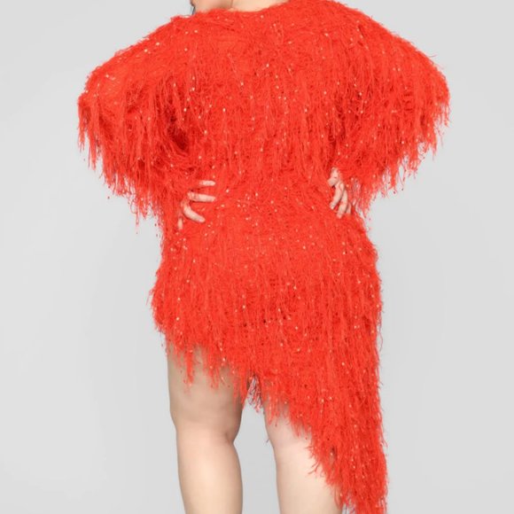 Fashion Nova Serenity Fringe Sweater Dress - Rust - Picture 2 of 3